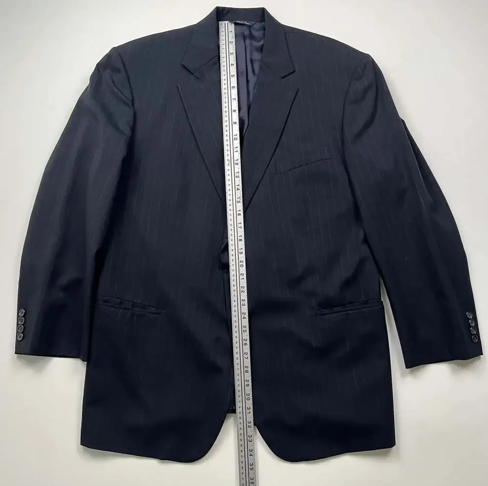 Brooks Brothers Charcoal with Pinstripe Wool Suit Jacket Estimated size 46L -see